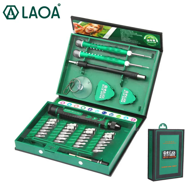 LAOA 38 in 1 Precision Screwdriver Sets S2 Alloy Steel Bits Digital Repair Tools Mobile Iphone Teardown Tools