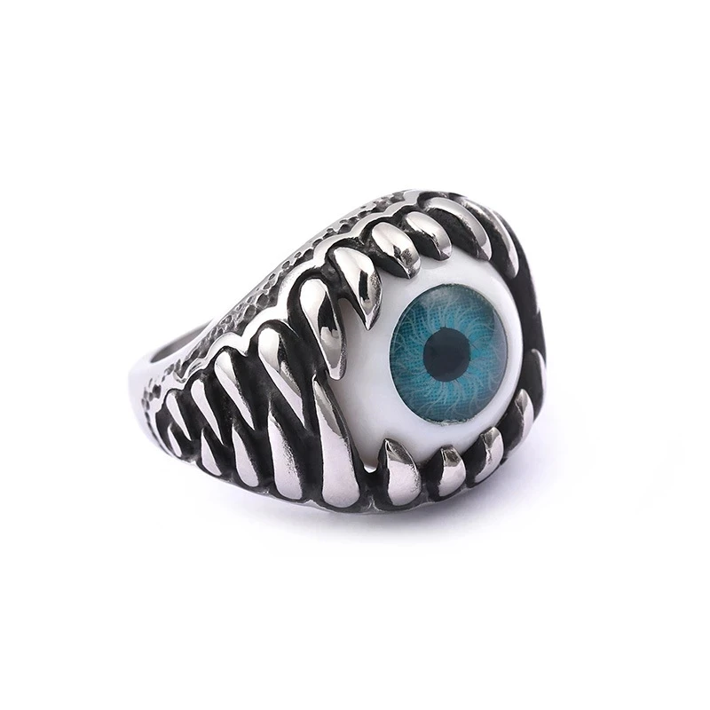 European Gothic Rock Almighty Eye Creative Cat Opaque Titanium Steel Cast Men's Ring