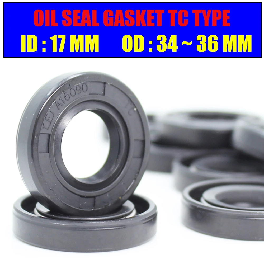 

ID 17mm Oil Seal Gasket TC Type Inner 17*34/35/36/37/38 mm 10Pcs NBR Skeleton Seals Nitrile Covered Double Lip With Garter