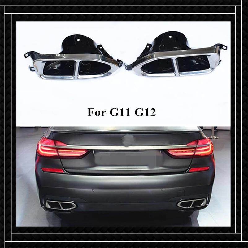 

Стайлинг автомобиля, выхлопная труба для BMW G11 G12, глушитель из углеродного волокна, нержавеющая сталь, наконечник выхлопной трубы, задние сопла, серебряная хвостовая горловина