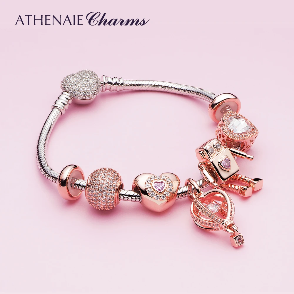 ATHENAIE 925 Sterling Silver Bracelet With Silver Alloy Beads Fairy Tale Journey Charms Bracelet For Jewerly Valentine Day Gift