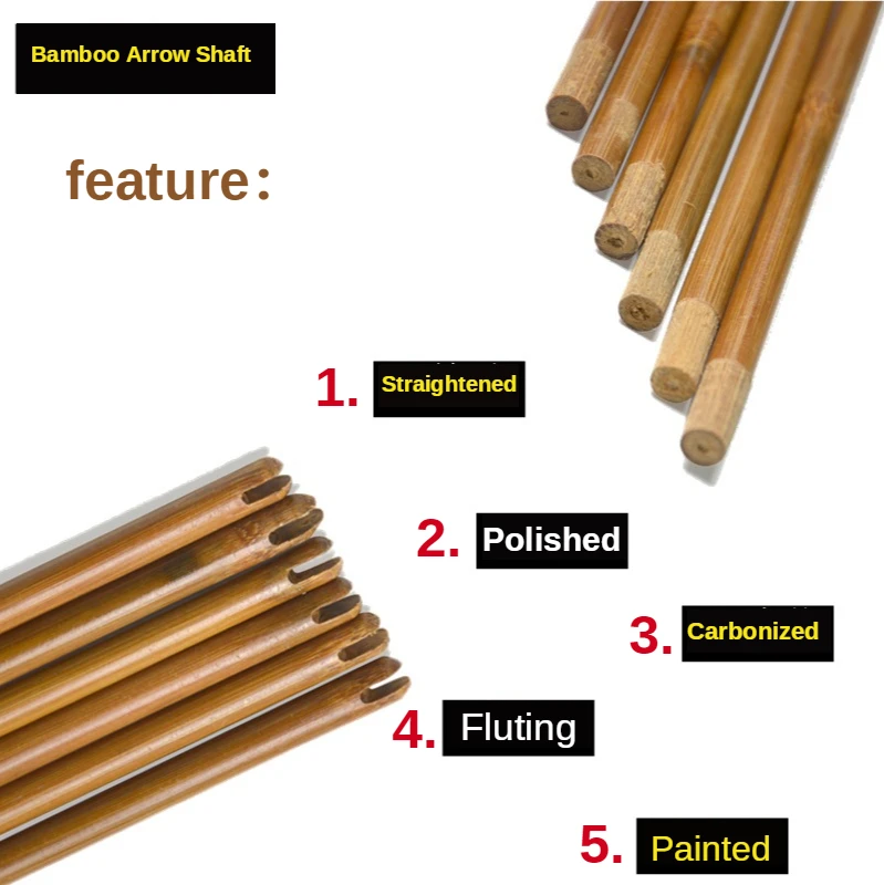 ​12Pcs 31.5/33.5Inch Natural Bamboo Arrow Shaft OD 8mm For 20-70lbs Hunting Bow DIY Bamboo Arrow Archery Bow Arrows Accessory