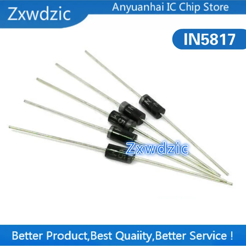 100pcs IN5817 DO-41 1A 20V SCHOTTKY DIODE 1N5817