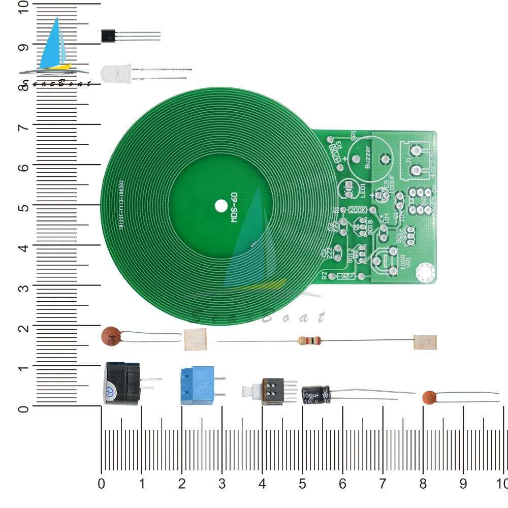 DIYキット-12VDC金属探知機,3-5v,60mm,非接触センサー,電子部品,バッテリーケース付き