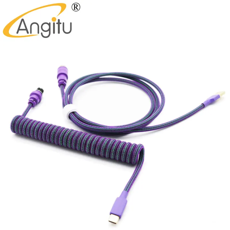 Angitu Custom Mechanical Keyboard Coiled USB to TYPE C/Mini/Micro Data Cables With Colored GX16 Aviator