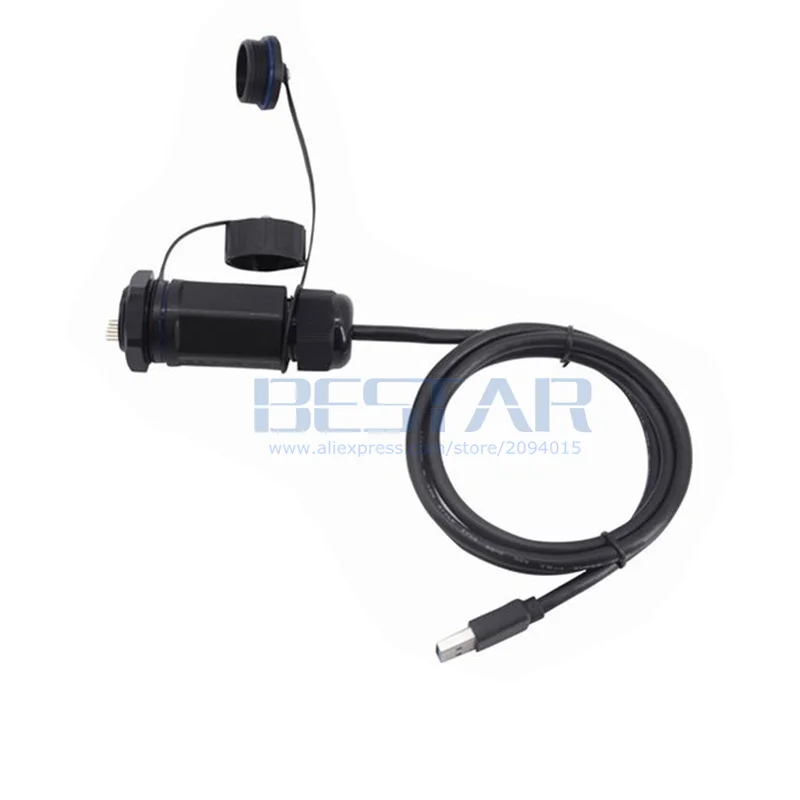10Pin M25 IP68 USB 3.0 نوع أنثى المقبس التوصيل مقاوم للماء تمديد كابل 1 متر/1.5 متر/3 متر مع غطاء مقاوم للغبار 3FT/5FT خيارات طول