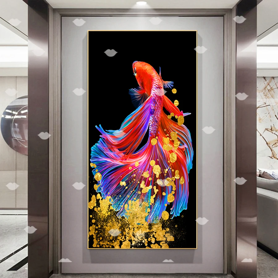 

DIY алмазная живопись, вышивка крестиком, цветная рыба кои, пейзаж, полная квадратная дрель, 5D Алмазная мозаика, подарок, вышивка, Декор, большой