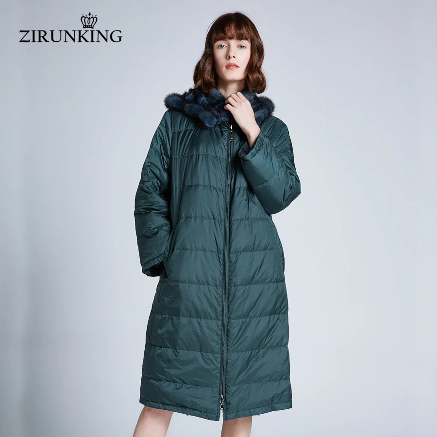 ZIRUNKING – manteau Long en fourrure de vison véritable pour femme, réversible, naturel, chaud, mode hiver, vêtements d\'extérieur, zc194