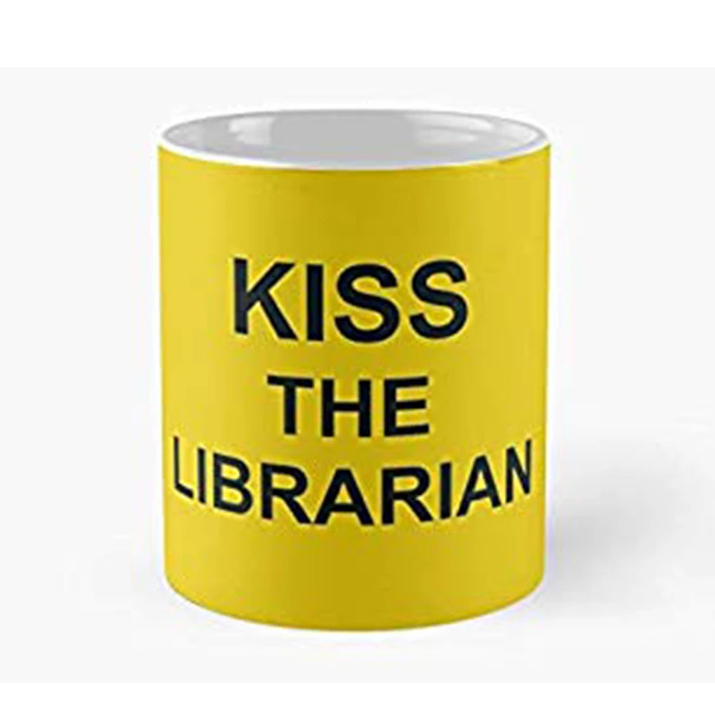 Kiss The Librarian Classic Yellow Mug Cup Coffee Tea Lovers BUFFY THE VAMPIRE SLAYER Gift