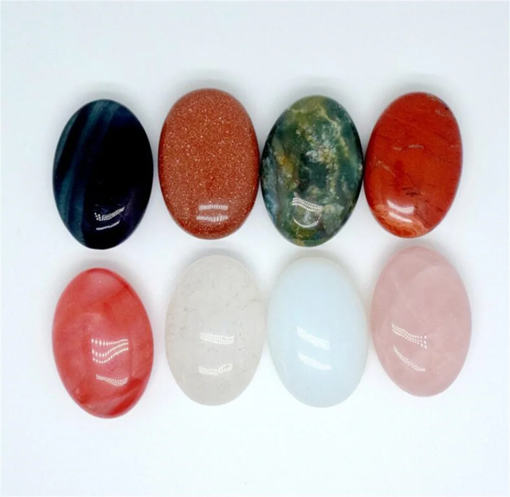 New 50pcs/lot Christmas Decorations Worry Stones, Natural Oval Palm Pocket Healing Crystal Massage Spa Energy Stone Stress Relax