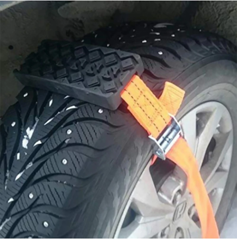 1PC Durable PU Anti-Skid Car Tire Traction Blocks With Bag Emergency Snow Mud Sand Tire Chain Straps For Snow Mud Ice