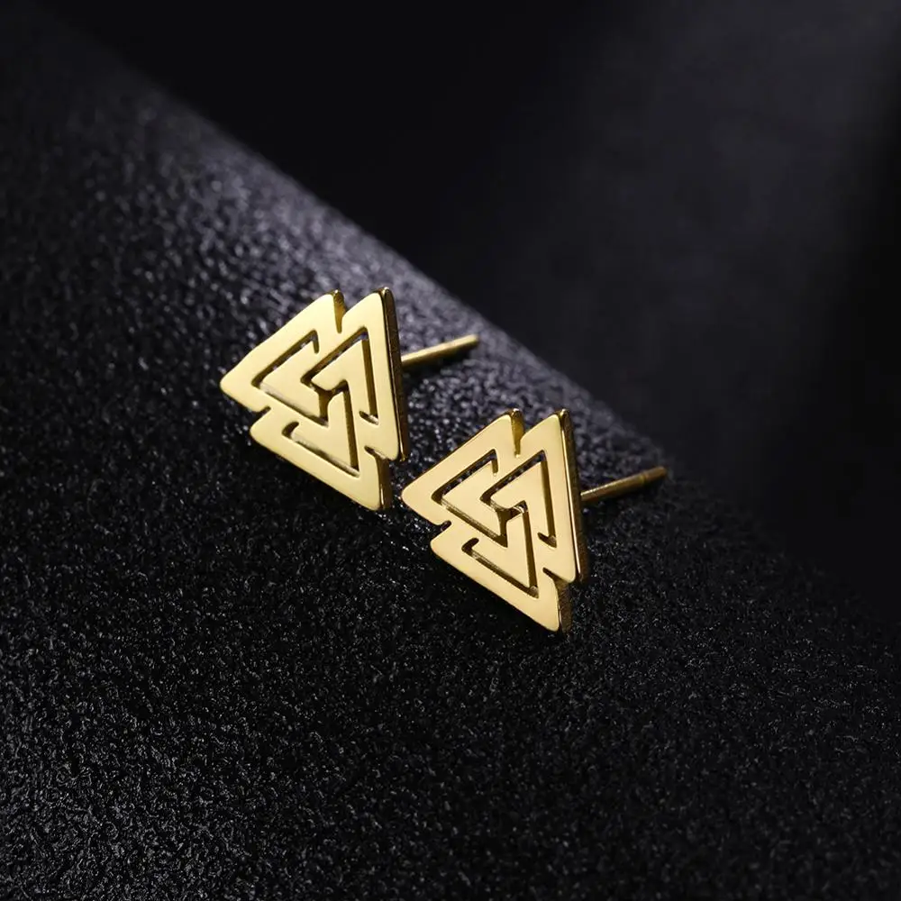 Teamer Valknut Triskelion Celtics Knot Earrings Set for Men Women Stainless Steel Earring Studs Viking Jewelry Ear Accessories
