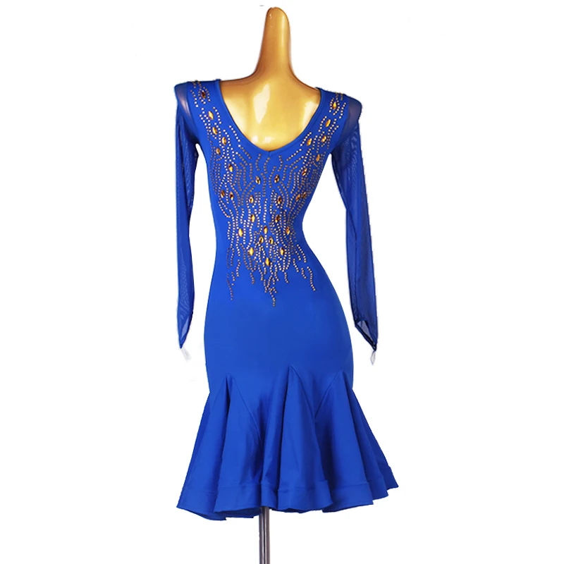 Fashion Women Dancing Competition Costume Sexy Latin Dance Luxury diamonds Dress Customize Child Latina dance Clothes