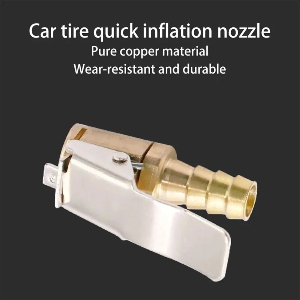 Inflator Clamp 8mm Car Auto Brass Valve Clip Tire Air Chuck Compressor Connector Adapter