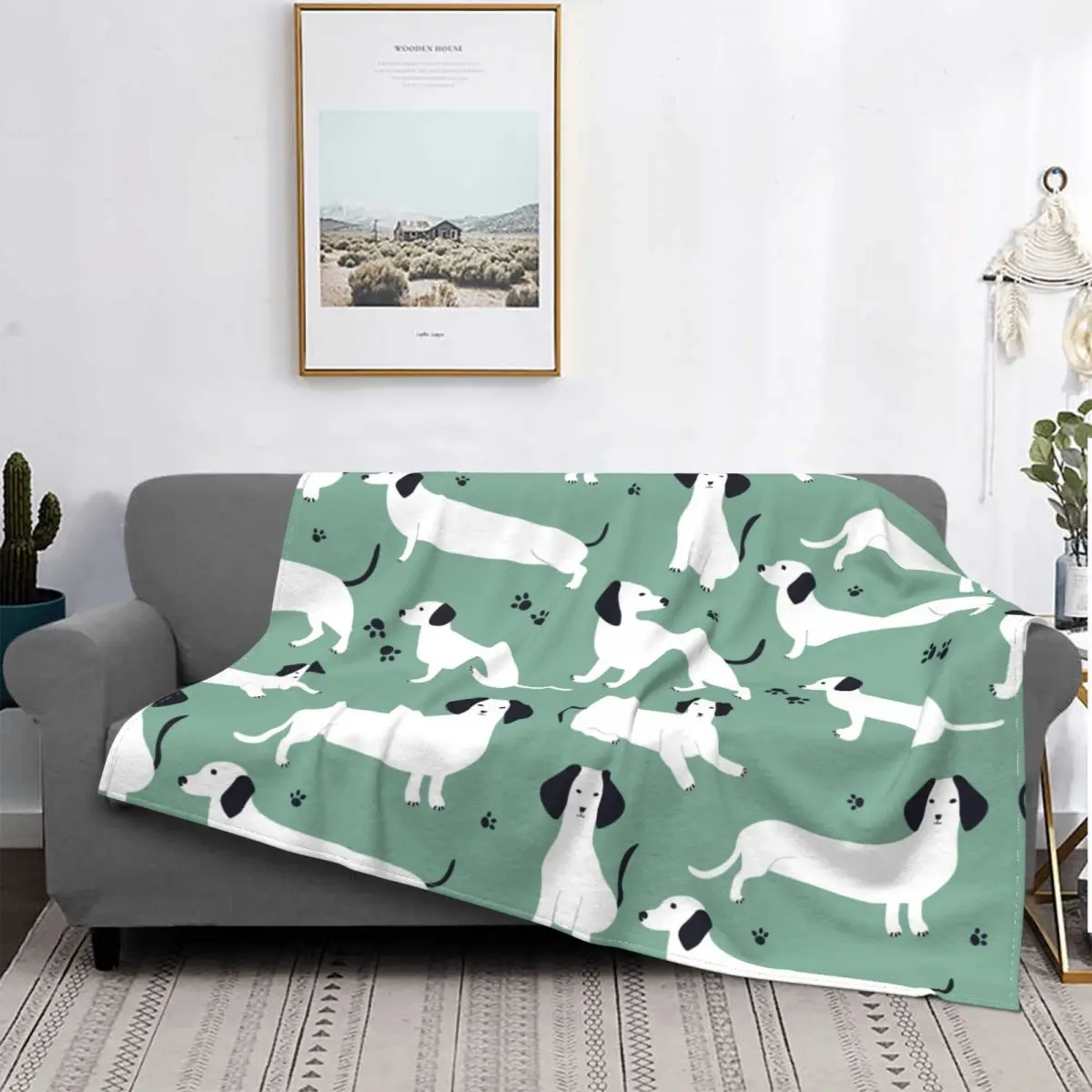 

Cute White German Badger Dog Dachshund Blanket Gift for Animal Dogs Lover Fuzzy Throw Blanket Home Couch Portable Bedspread