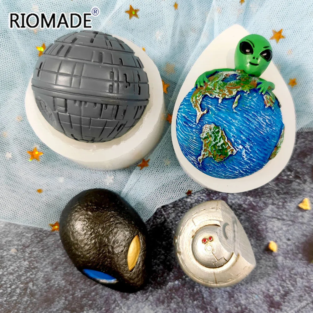 Extraterrestrial Silicone Mold Alien Planet UFO Model Fondant Cake Decorating Tools For Resin Clay Gypsum Fridge Magnet Mould