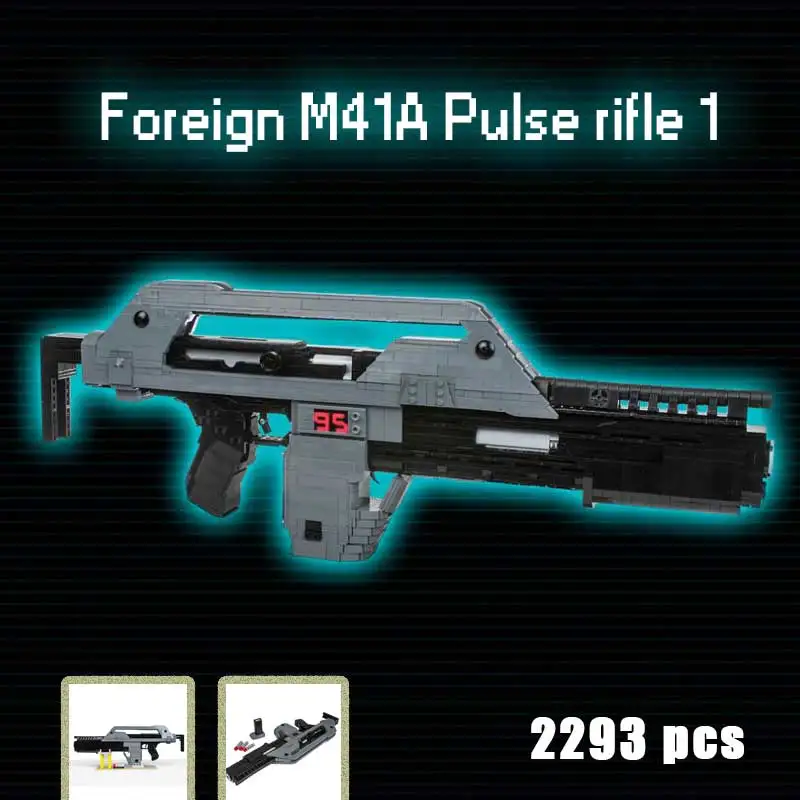 Foreigner M41A Pulse Rifle 1 Movie Series Sci-fi Bricks Model Moc Building Block Puzzle Toy Gift Battlefield Weapon Pistol