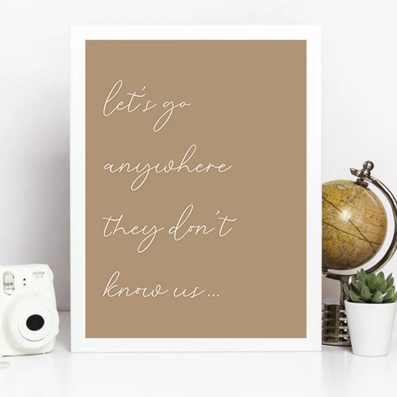 Travel Quotes Poster World Map Line Drawing Canvas Print Gallery Wall Art Pictures Modern Boho Painting Living Room Home Decor