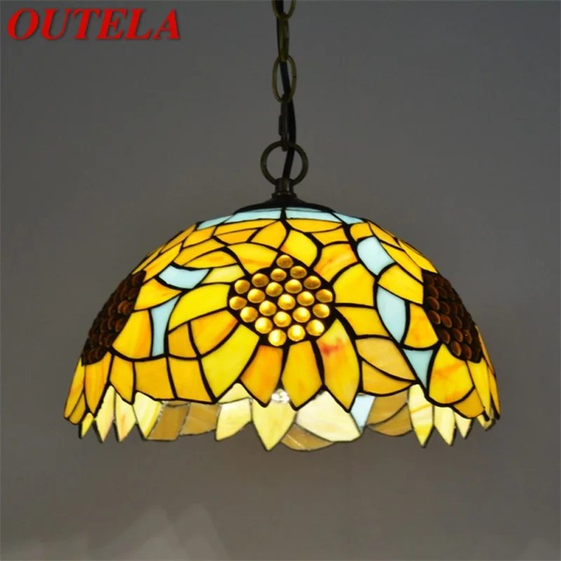 OUTELA Tiffany Pendant Light Modern LED Lamp Flower Figure Fixtures For Home Dining Room Decoration