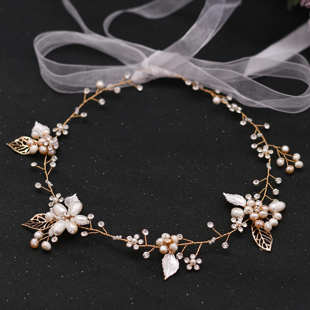 Flower Bridal Wedding Gold Hair Accessories Rhinestone Wreath Bridal Headband Silver Women Crown