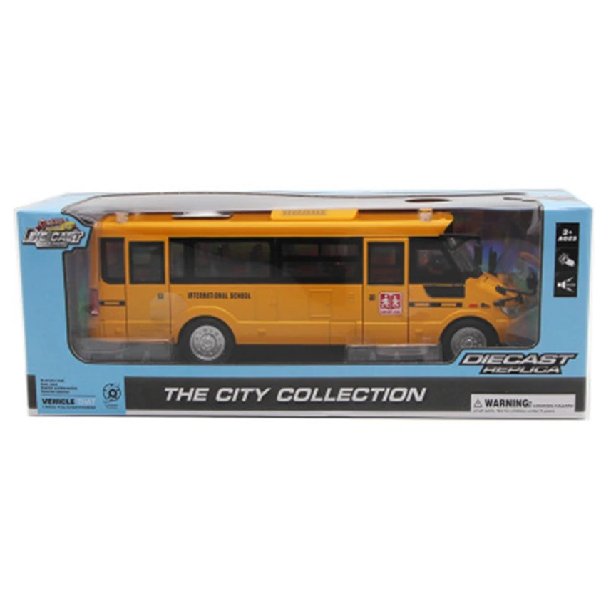 Big alloy American school bus school bus bus Fashion 5 open design lighting sound children bus toy large 1:32