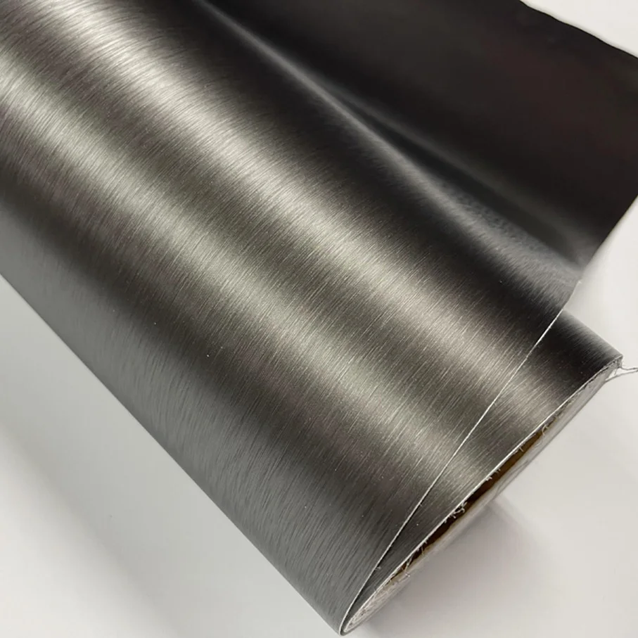 سيارة التصميم الأسود الظلام رمادي فضي لامع ناعم الألومنيوم الفينيل سيارة التفاف فيلم حجم: 10/20/30/40/50/60X152CM/الكثير للاختيار