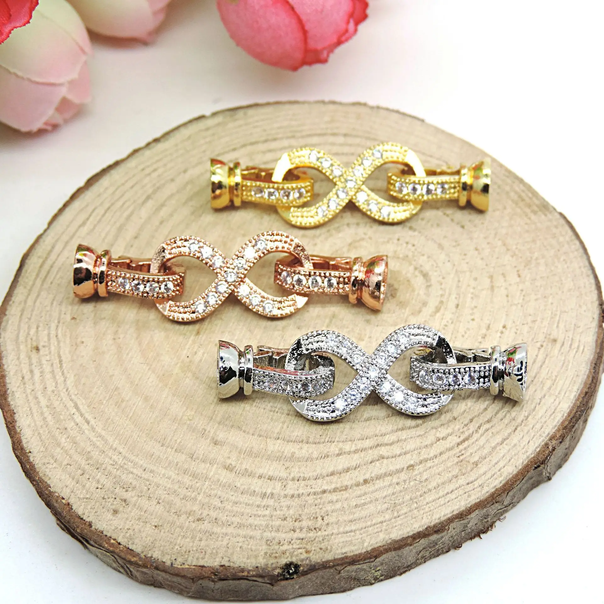 

Charm 8 Shape Button Copper Micro Inlaid Zircon Bracelet Accessories Cz Accessories Cubic Zirconia Cz Bracelet DIY Accessories