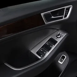 Car Styling Door Armrest Decoration Frame Stainless Steel Trunk Button Cover Interior Doorknob Trim For Audi Q5 2010-2016 LHD