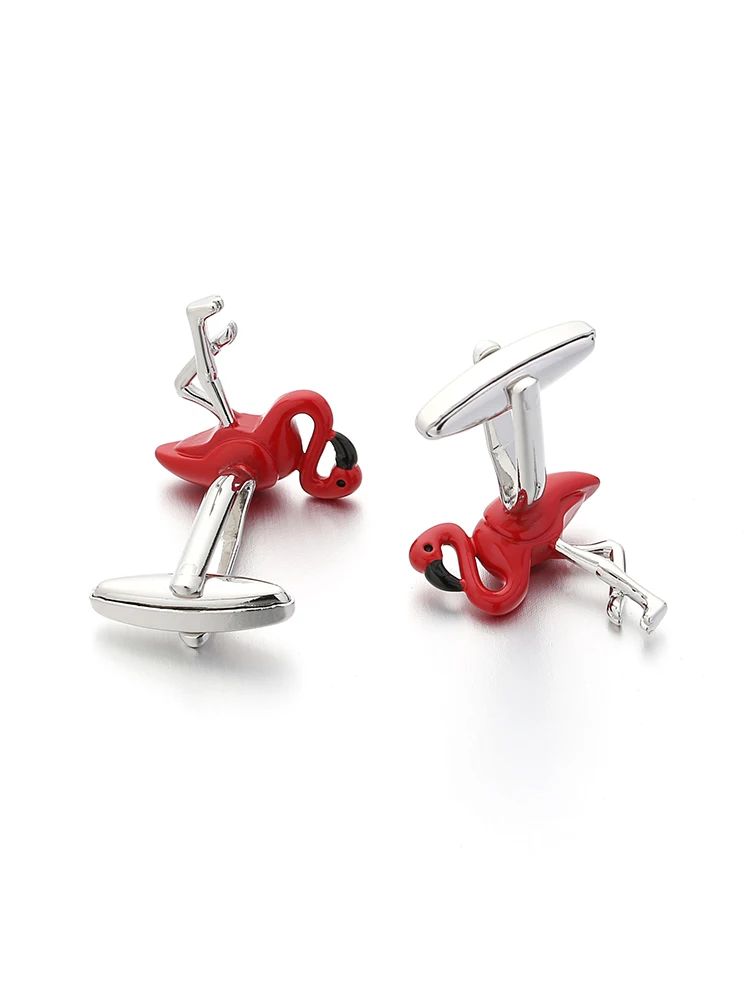 KFLK Animal Red Flamingo High Quality Cufflinks for Mens cuff links Custom Button Shirt Wedding  Gifts  Custom guests