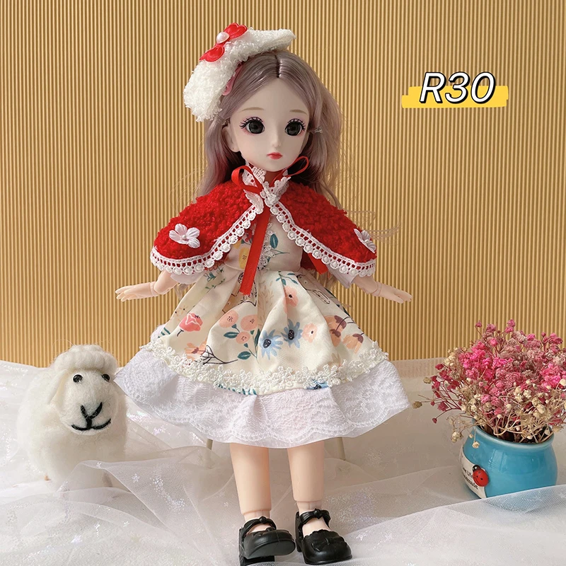 1/6 BJD Doll 23 Movable Joints 30CM Doll Cute Madeup With 3D Big Eyes Fashion Dress Vinyl Head Body For Girl Gift DIY Toys