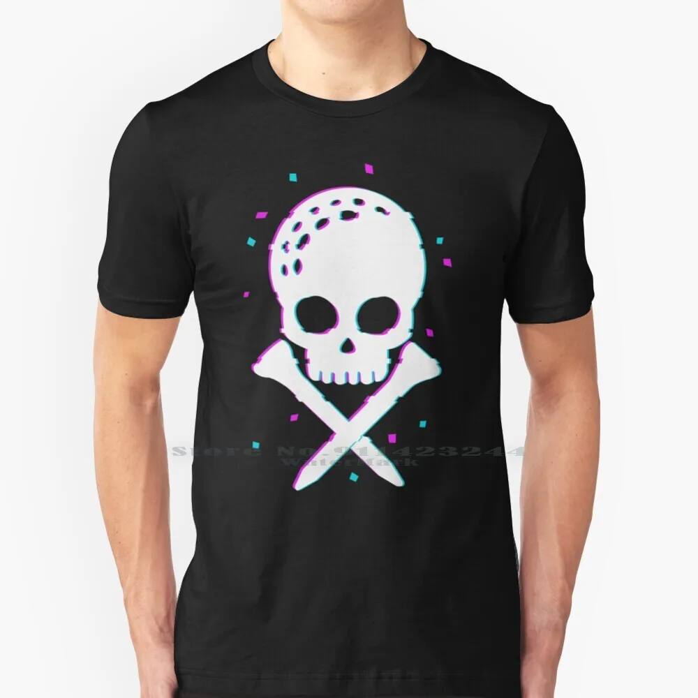 Golf Skull Glicth T Shirt Cotton 6XL Sport Masters Us Open Golf Fan Daddy Golfer Buggy Driver Driving Range Retro Skull Glitch