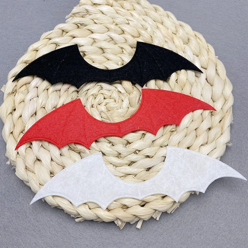 45 Stück/Los 15*4CM Filzstoff Dämonen-Fledermausflügel gepolsterte Applikationen für DIY Halloween-Kostüm Vampir-Haarspangen-Dekorationsaufnäher – Detail 7