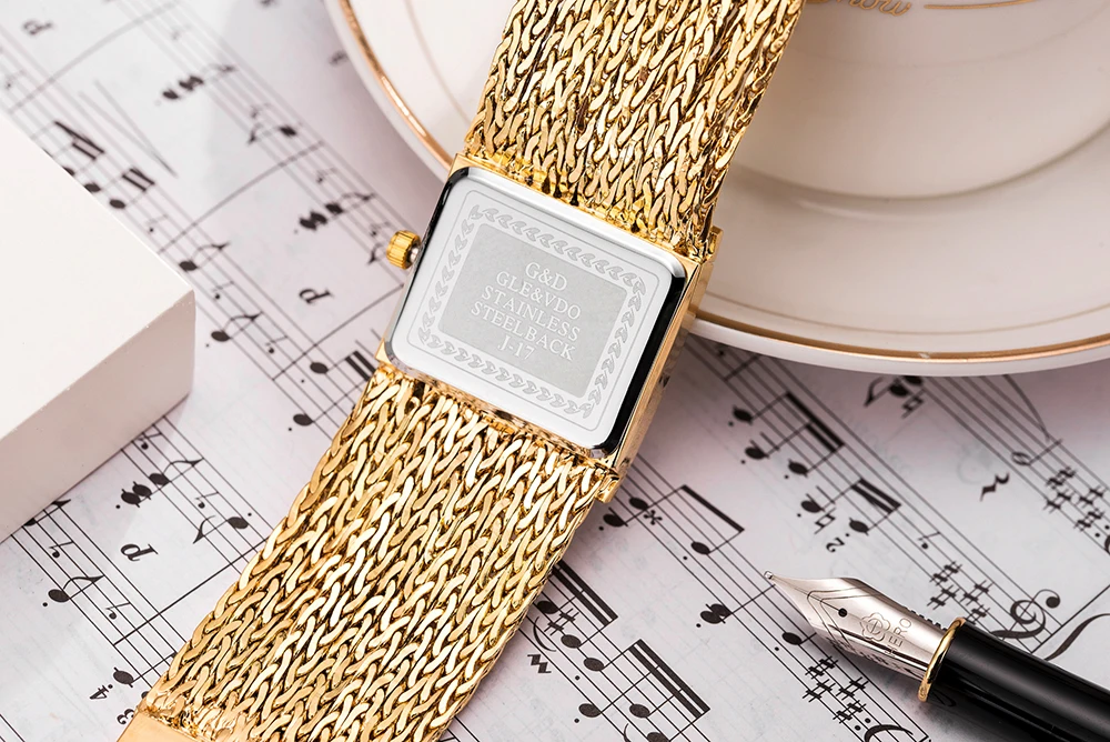 G&D Luxury Crystal Watch Women Waterproof Rose Gold Steel Strap Ladies Wrist Watches Top Brand Bracelet Clock Relogio Feminino