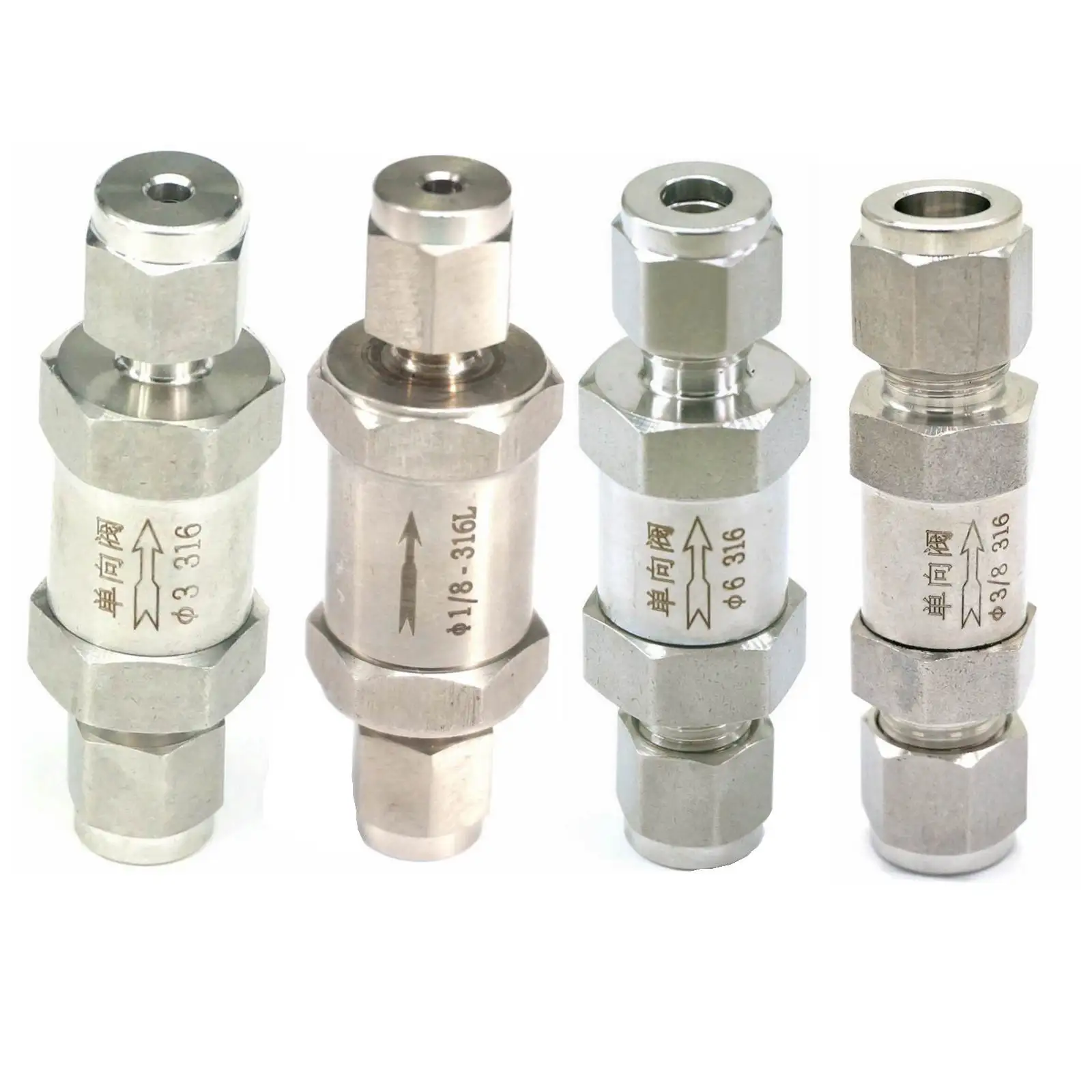 

Fit Tube OD 1/8" 1/4" 3/8" 1/2" 3-16mm 316 Stainless Steel One Way Valve Non-return Valve Check Valve Ferrule Fitting Gas Oil