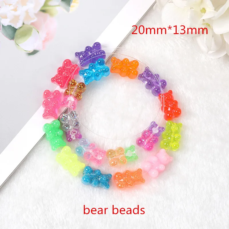 20pcs 20*13mm Beads charms Flatback resin gummy  bear with hole  Jewelry  diy making Necklace pendant bracelets diy  accessories