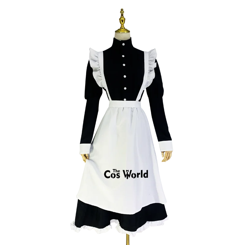 S-3XL Men's Lolita Black White Apron Maidservant Maid Restaurant Dress Uniform Outfits Anime Cosplay Costume