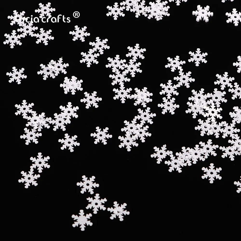 20garms  8mm Transparent /White Snow flake PVC Sequins Christmas Party Decoration DIY Crafts  Accessory D0106