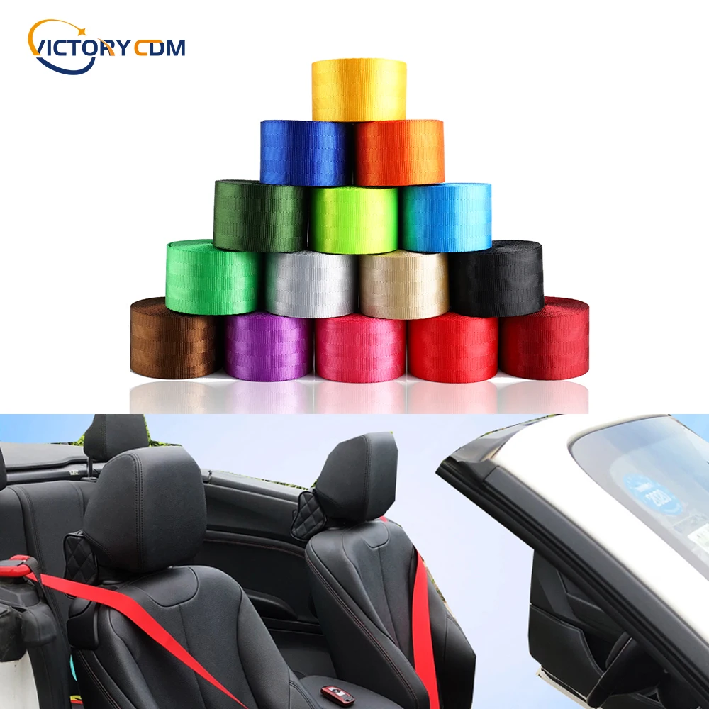 Car 3.6 Meters Strengthen Seat Belt Webbing Fabric Racing Car Modified Seat Safety Belts Harness Straps Standard Certified