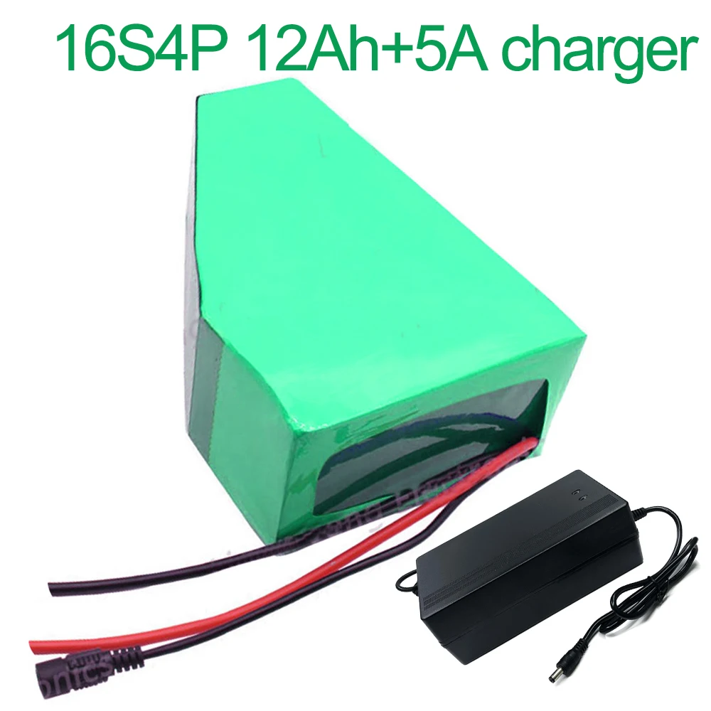 With 5A charger 52V 12Ah 14S4P 18650 Li-ion Battery Pack E-Bike Ebike electric bicycle 235*200*145*70*45*70mm