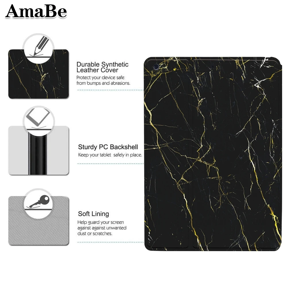 Capa de couro flexível em mármore para ipad, 2019 sétima, 10.2 polegadas, proteção antipoeira, couro pu, capa protetora para tablet