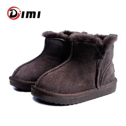 DIMI 2024 Winter Children Shoes Wool Plush Boys Girls Snow Boots Fashion Suede Waterproof  Non-slip Comfortable Warm Kids Boots