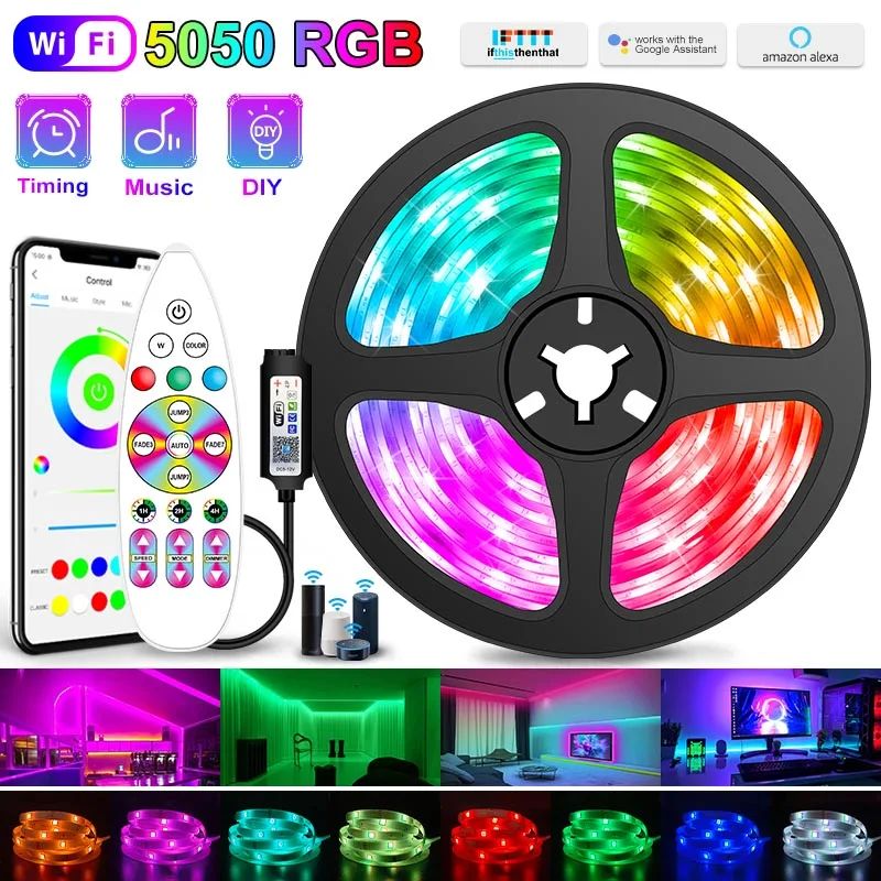 

Светодиодная ленсветильник RGB s 5M-30M 2835 5050 LED светильник Alexa Wifi гибкая светодиодная лента Диодная лента для украшения комнаты светильник ка для телевизора