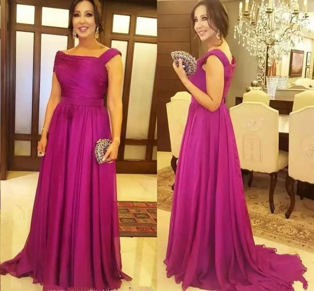 Vestido de noche para madre de la novia, elegante vestido largo hasta el suelo, estilo fucsia, para fiesta de graduación o boda