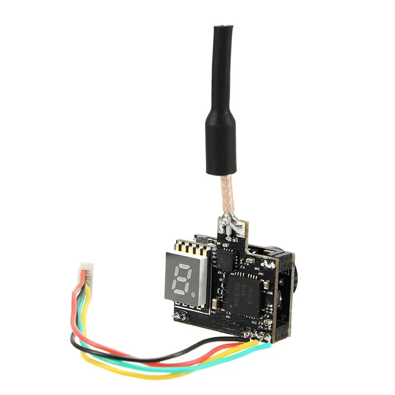 Mini cรกmara FPV conmutable TX05 0,01/5/25/50/100/250mW con OSD AIO 5,8G 72CH VTX 600TVL NTSC
