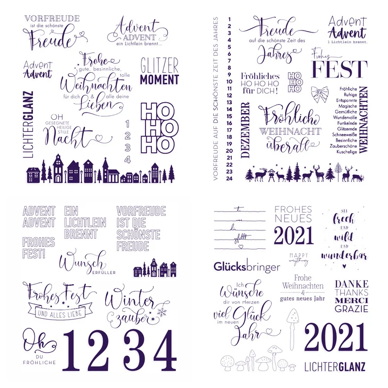 Christmas Advent 2021 Wishes Numbers HOHOHO German Words  Transparent Stamp Clear Stamps for DIY Scrapbooking Craft Card