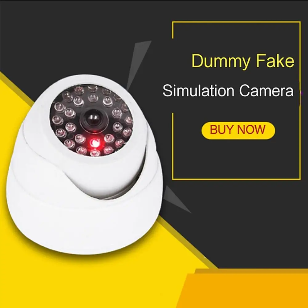 Outdoor Simulation Security Dome Dummy Fake Camera with Red Flashing LED Light Indoor Outdoor Home Security Video Surveillance