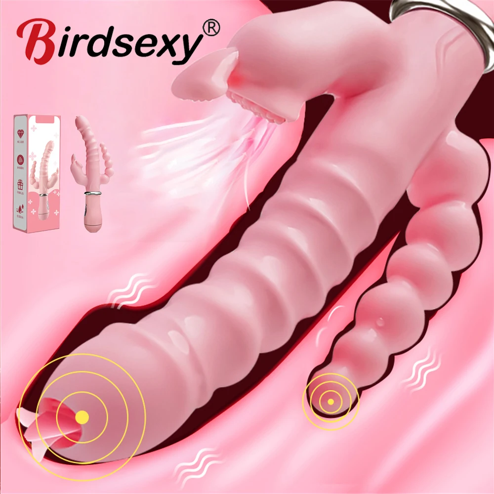 3 In 1 Dildo Rabbit Vibrator Waterproof USB Magnetic Rechargeable Anal Clit Vibrator Sex Toys for Women Couples Sex Shop