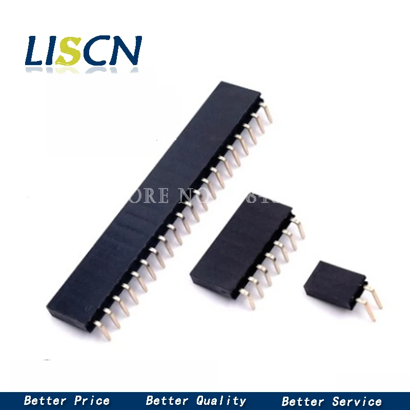 10PCS 1X/2/3/4/5/6/8/10/40 PIN Single Row Right Angle FEMALE PIN HEADER 2.54MM PITCH Strip Connector Socket 3p/4p/6p/8p/20p/40p