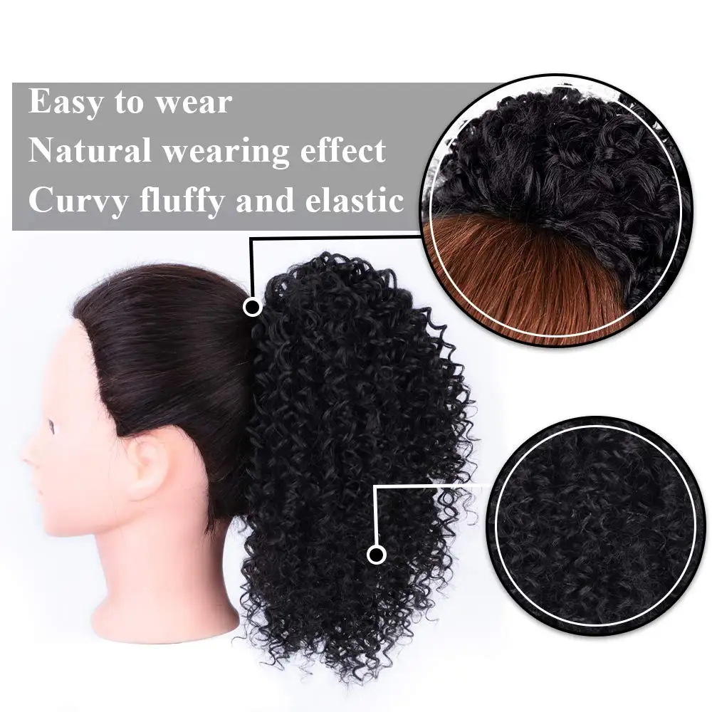 Alipretty Afro Proximity Wstring Ponytail, Human Hair, Kinky Curly Ponytail Proximity, Afro Puffs, Curly Ponytail Extension for Women, 100%