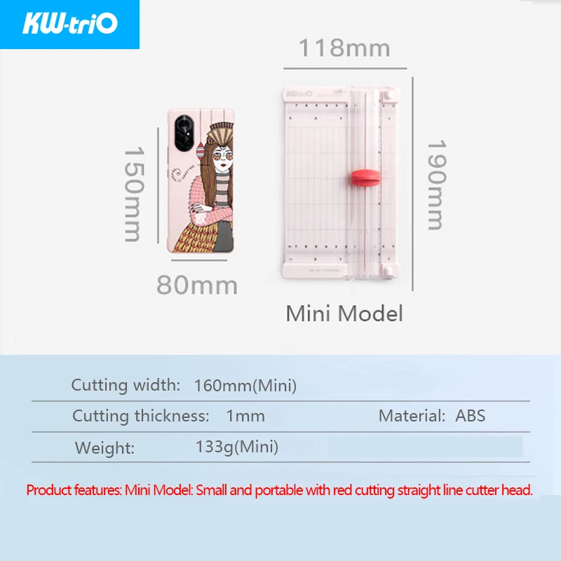 KW-triO Mini Paper Cutter Portable Photo Cutter Paper Cutting Machine Art Trimmer DIY Card Photo Scrapbook Tool Office Supplies